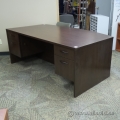 Espresso Bow Front Double Ped Desk 4 Drawers, 72 x 42 in.